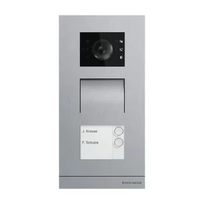 BUSCH-JAEGER Außenstation Video 2-fach A21381P2-S-03 | Edelstahl gebürstet | 2 Klingeln | IP54 | Unterputz | Kamera