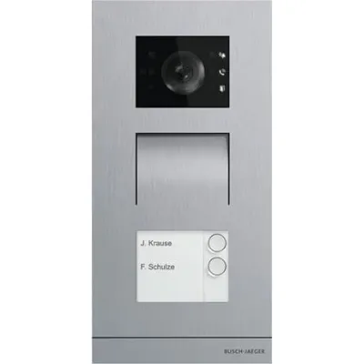 BUSCH-JAEGER Außenstation Video 2-fach A21381P2-S-03 | Edelstahl gebürstet | 2 Klingeln | IP54 | Unterputz | Kamera