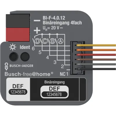 BUSCH-JAEGER Binäreingang BI-F-4.0.12 | 4-fach Unterputz | für free@home | 4 Kanäle | Statusabfrage | IP20