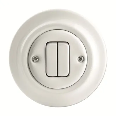 Busch-Jaeger Doppeltaster Unterputz 2022 UJ-205-64 | Wipptaster Porzellan | 2 Schließer | IP20 | glänzend | studioweiß