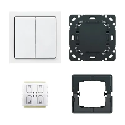 Busch-Jaeger Funkschalter 6716 UJ-84 | Friends of Hue Smart Switch Komplettset | Zigbee | 2-fach | Aufputz | studioweiß