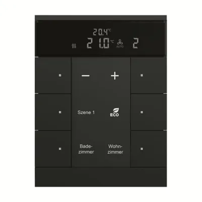 Busch-Jaeger Raumtemperaturregler KNX SBR/U6.0.11-885 | 6-fach Bedienelement | Unterputz | schwarz matt | Thermoplast