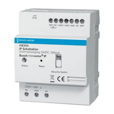 Busch-Jaeger IP Schaltaktor H8304-03 | Türöffner-Relais | 1 Ausgang | 4A | 230V | PoE | LAN | DIN-Schiene