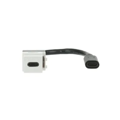 BUSCH-JAEGER Kabelpeitsche USB Keystone 0229/12 | Montageadapter 0219/14 kompatibel | Plug & Play | Weiß