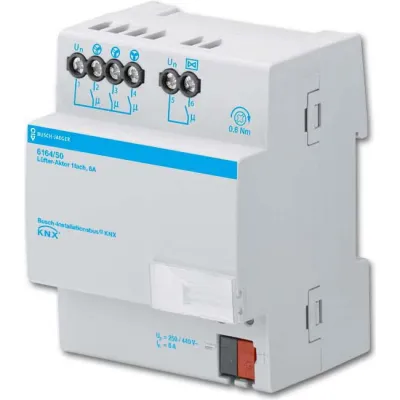 Busch-Jaeger Lüfter-Aktor 6164/50 | KNX REG | 2 Ausgänge | 6A | 230V | 3-stufig | Handschaltung | IP20 | Ventilschutz