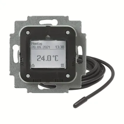 BUSCH-JAEGER Raumtemperaturregler 1098 UF-102 | Unterputz | 230V 16A | Timer | Fernfühler | Fußbodenheizung | schwarz