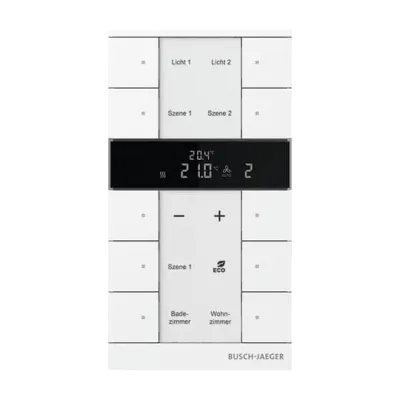 Busch-Jaeger Raumtemperaturregler Nebenstelle SBS/U10.0.11-84 | KNX | 10-fach Bedienung | Temperaturfühler | studioweiß