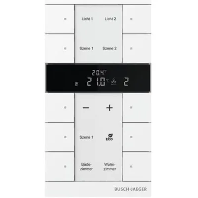 Busch-Jaeger Raumtemperaturregler Nebenstelle SBS/U10.0.11-84 | KNX | 10-fach Bedienung | Temperaturfühler | studioweiß