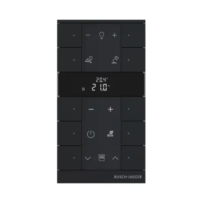BUSCH-JAEGER Raumtemperaturregler SBR-F-10.0.11-885 | 10-fach | Unterputz | Bedienfunktion | LED-Anzeige | schwarz matt