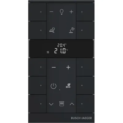 BUSCH-JAEGER Raumtemperaturregler SBR-F-10.0.11-885 | 10-fach | Unterputz | Bedienfunktion | LED-Anzeige | schwarz matt