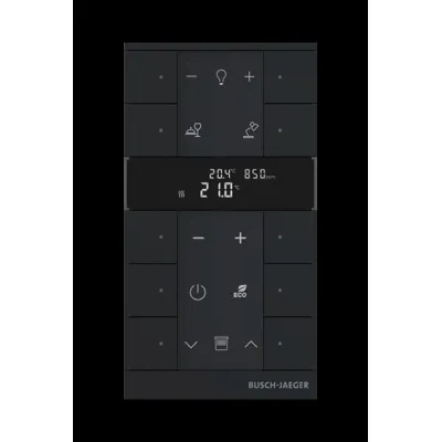 BUSCH-JAEGER Raumtemperaturregler SBC-F-10.0.11-885 | CO2- & Feuchtesensor | 10-fach Bedienung | Unterputz | schwarz