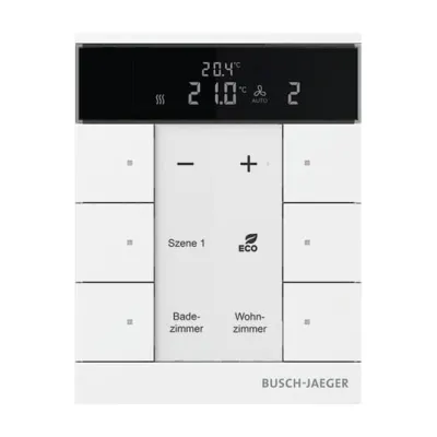 Busch-Jaeger Raumtemperaturregler SBS/U6.0.11-84 | KNX | 6-fach | Unterputz | IP20 | Temperaturfühler | studioweiß