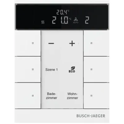Busch-Jaeger Raumtemperaturregler SBS/U6.0.11-84 | KNX | 6-fach | Unterputz | IP20 | Temperaturfühler | studioweiß