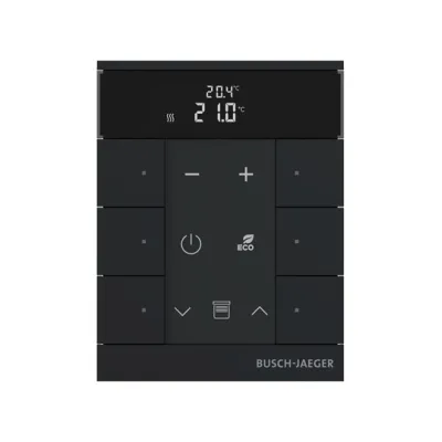 BUSCH-JAEGER Raumtemperaturregler SBR-F-6.0.11-885 | 6-fach | Unterputz | KNX Funk | LED | IP20 | matt schwarz