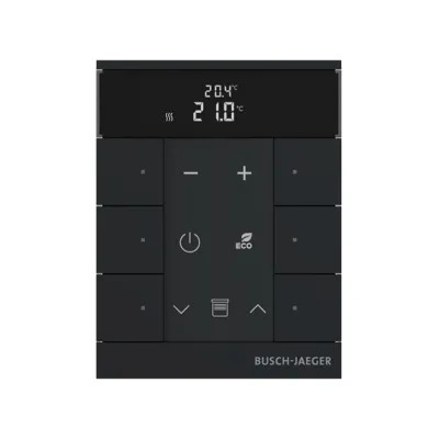 BUSCH-JAEGER Raumtemperaturregler SBR-F-6.0.11-885 | 6-fach | Unterputz | KNX Funk | LED | IP20 | matt schwarz
