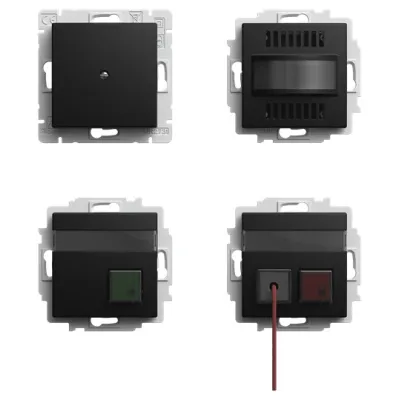 BUSCH-JAEGER Notrufsystem Komplettset 1510 UJ-915 | barrierefreies WC | Akkupuffer | DIN VDE 0834 | schwarz matt