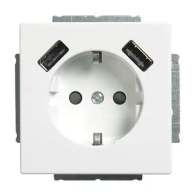 Busch-Jaeger SCHUKO USB-Steckdose 20 EUCB2USB-84 | 2x USB Typ A | Unterputz | 16A | studioweiß