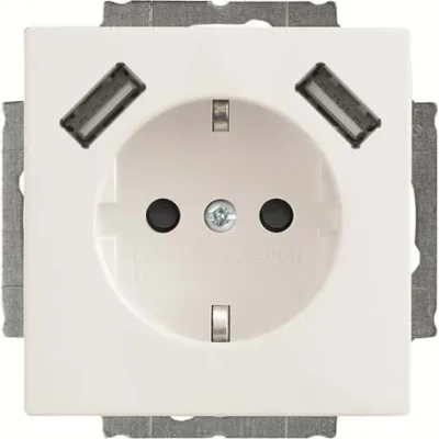 Busch-Jaeger SCHUKO USB-Steckdose 20 EUCB2USB-84 | 2x USB Typ A | Unterputz | 16A | studioweiß