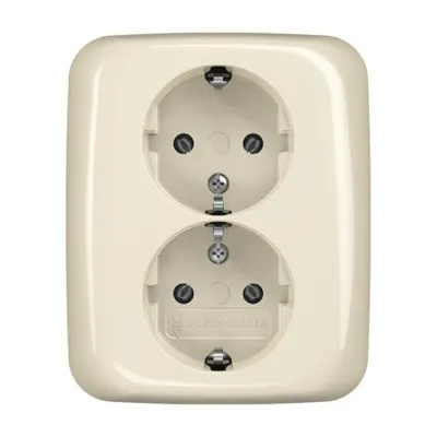 Busch-Jaeger SCHUKO Doppelsteckdose 202 EUJ-212 Unterputz | 2-fach | Steckklemme | Thermoplast | RAL1013 cremeweiß