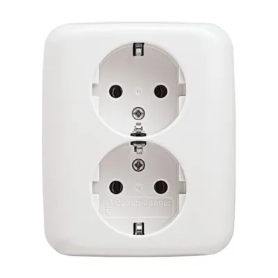 Busch-Jaeger SCHUKO Doppelsteckdose 202 EUJ-214 | Unterputz | 2-fach | Steckklemmen | 16A 250V | Reflex SI | alpinweiß