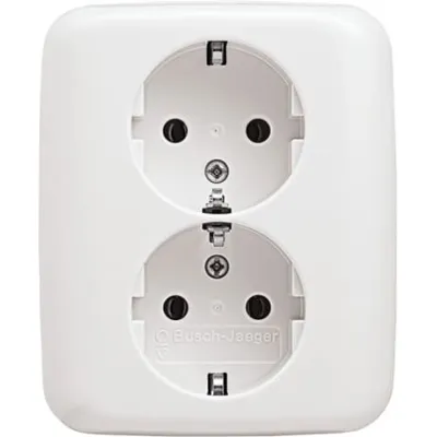 Busch-Jaeger SCHUKO Doppelsteckdose 202 EUJ-214 | Unterputz | 2-fach | Steckklemmen | 16A 250V | Reflex SI | alpinweiß
