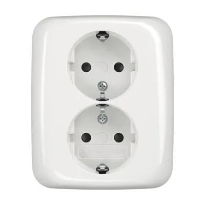 Busch-Jaeger SCHUKO Doppelsteckdose 202 EUJB-214 | Unterputz | erhöhter Berührungsschutz | 2-fach | 16A 250V | alpinweiß