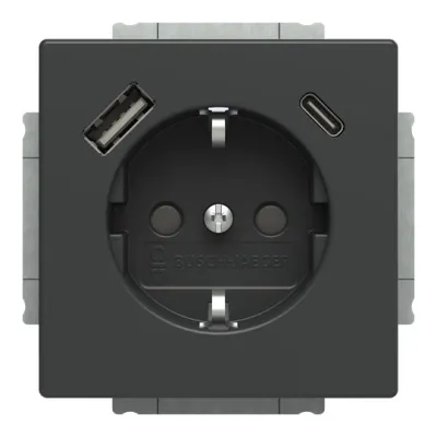 BUSCH-JAEGER Steckdose 20 EUCB2USBAC-81 | SCHUKO mit USB-A + USB-C | Unterputz | 16A 230V | anthrazit