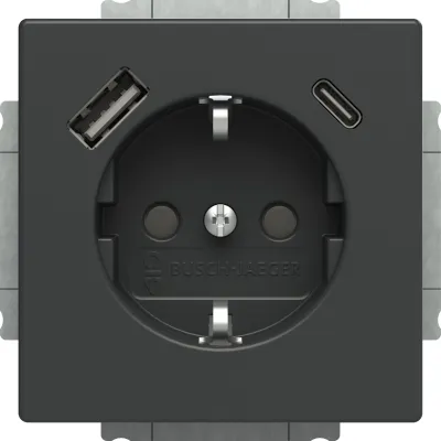 BUSCH-JAEGER Steckdose 20 EUCB2USBAC-81 | SCHUKO mit USB-A + USB-C | Unterputz | 16A 230V | anthrazit