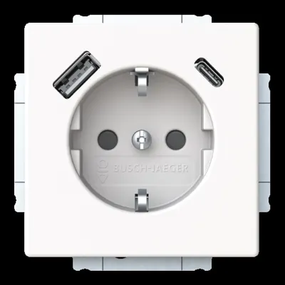 Busch-Jaeger Steckdose 20 EUCB2USBAC-884 | SCHUKO mit USB-A & USB-C | Unterputz | 16A 230V | Studioweiß matt