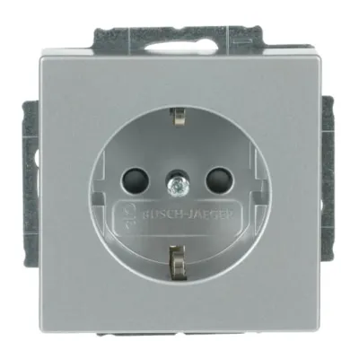 BUSCH-JAEGER SCHUKO Steckdose 2300 EUCB-83 | Unterputz | IP20 | Schraubklemme | 16A | alu silber | matt | 1-fach