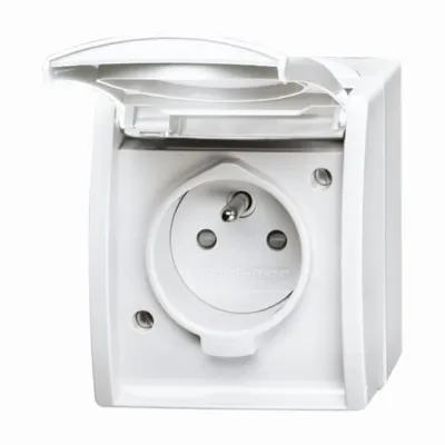 BUSCH-JAEGER Steckdose 23 MWKS-54-504 | 1-fach Aufputz | IP44 | ocean Serie | alpinweiß | 16A | 250V