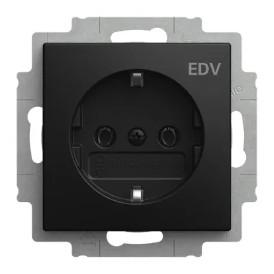 BUSCH-JAEGER Steckdose 20 EUC/DV-915 | SCHUKO Typ F | Unterputz | Aufdruck EDV | IP20 | 16A | schwarz matt