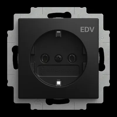 BUSCH-JAEGER Steckdose 20 EUC/DV-915 | SCHUKO Typ F | Unterputz | Aufdruck EDV | IP20 | 16A | schwarz matt