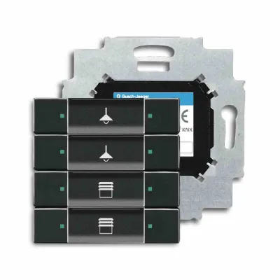 Busch-Jaeger Tastsensor 4-fach 6127/01-81 | KNX | Busankoppler integriert | LED-Anzeige | Beschriftungsfeld | anthrazit