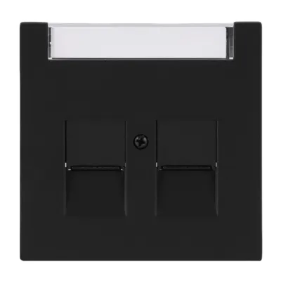 BUSCH-JAEGER Zentralscheibe 1800-45M | Modular-Jack Abdeckung 2-fach | Beschriftungsfeld 50x9 mm | Kunststoff | schwarz