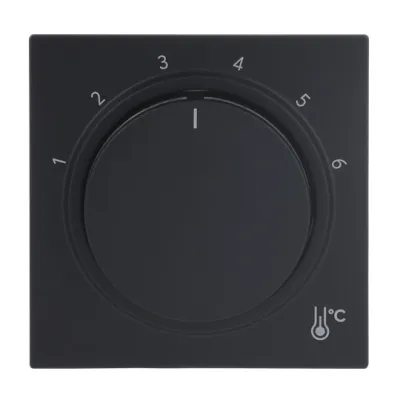 BUSCH-JAEGER Zentralscheibe Temperaturregler 1794 R-45M | Drehknopf Thermostat | Skala 1–6 | Kunststoff matt schwarz