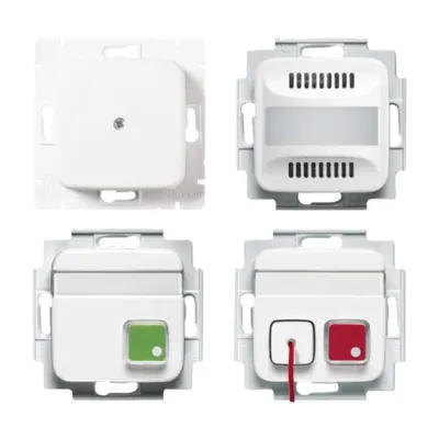 BUSCH-JAEGER Notrufsystem Komplettset 1510 UJ-214 | Rufset barrierefreies WC | Akkupuffer | DIN VDE 0834 | IP20 | weiß