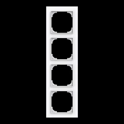 BUSCH-JAEGER Abdeckrahmen 4-fach 1724-44G | Rahmen für Schalter & Steckdosen | Kunststoff | glänzend | studioweiß