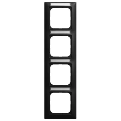 BUSCH-JAEGER Abdeckrahmen 1724 NS-915 | 4-fach vertikal | Sichtfenster | Kunststoff matt | schwarz RAL 9004