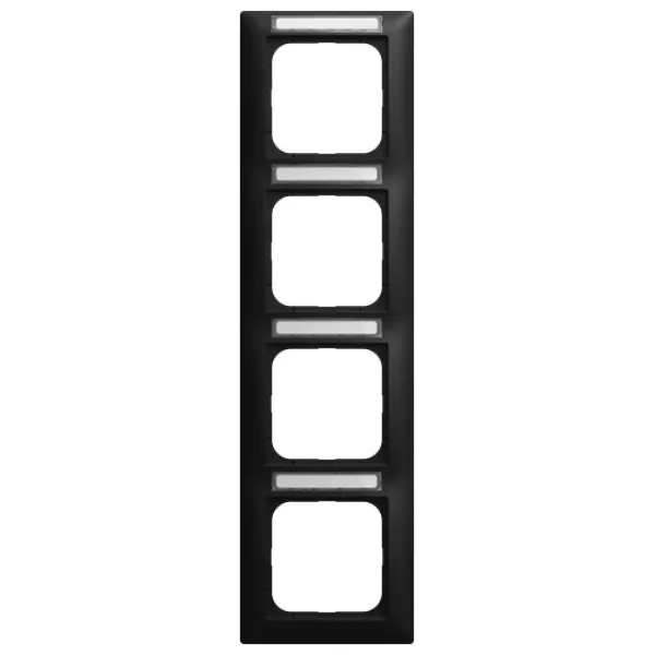 BUSCH-JAEGER Abdeckrahmen 1724 NSK-915 | 4-fach vertikal | Sichtfenster | Kunststoff matt schwarz | RAL 9004