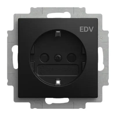 BUSCH-JAEGER Steckdose 20 EUCB/DV-915 | SCHUKO Unterputz | EDV Aufdruck | 1-fach | Typ F CEE 7/3 | 16A 250V | schwarz