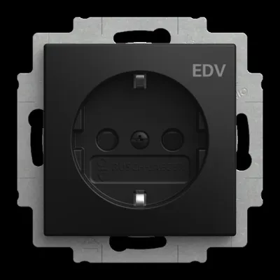 BUSCH-JAEGER Steckdose 20 EUCB/DV-915 | SCHUKO Unterputz | EDV Aufdruck | 1-fach | Typ F CEE 7/3 | 16A 250V | schwarz