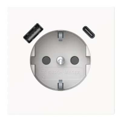 BUSCH-JAEGER Steckdose SCHUKO mit USB-A & USB-C | 20 EUCB2USBAC-44M | Unterputz | 16A 230V | Safety+ | Weiß