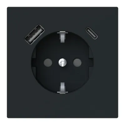Busch-Jaeger Steckdose SCHUKO 20 EUCB2USBAC-45M | USB-A & USB-C Ladefunktion | Unterputz | 16A 230V | schwarz matt
