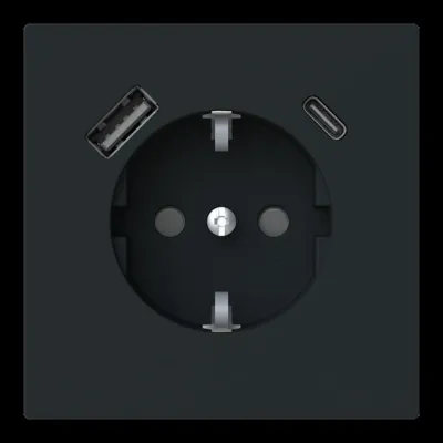 Busch-Jaeger Steckdose SCHUKO 20 EUCB2USBAC-45M | USB-A & USB-C Ladefunktion | Unterputz | 16A 230V | schwarz matt