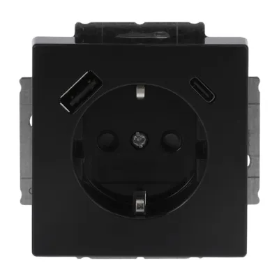 BUSCH-JAEGER Steckdose SCHUKO 20 EUCB2USBAC-885 | USB-A & USB-C Ladefunktion | Unterputz | 16A 230V | Schwarz matt