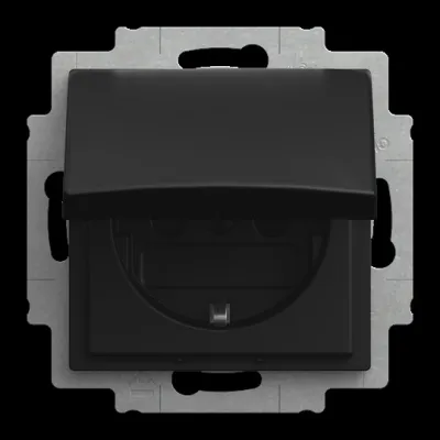 BUSCH-JAEGER Steckdose 20 EUKB-915 | SCHUKO Unterputz | Klappdeckel | 16A 250V | Kunststoff matt | schwarz RAL9004