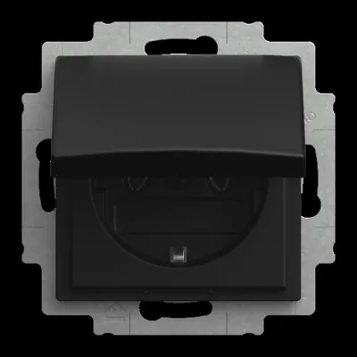 BUSCH-JAEGER Steckdose 20 EUKR-915 | SCHUKO Unterputz | 1-fach Typ F | 16A 250V | Kunststoff matt schwarz | IP20