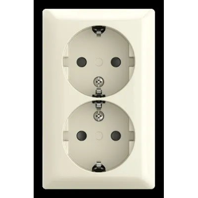 BUSCH-JAEGER Doppelsteckdose Aufputz 202 EAPBJ-522 | SCHUKO Typ F | 2-fach | IP20 | cremeweiß RAL 1013