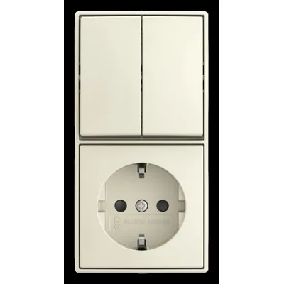 BUSCH-JAEGER Steckdosenkombination 2601/5/20 EAPBJ-522 | Aufputz Serienschalter Typ F | IP20 | 16A | Kunststoff weiß